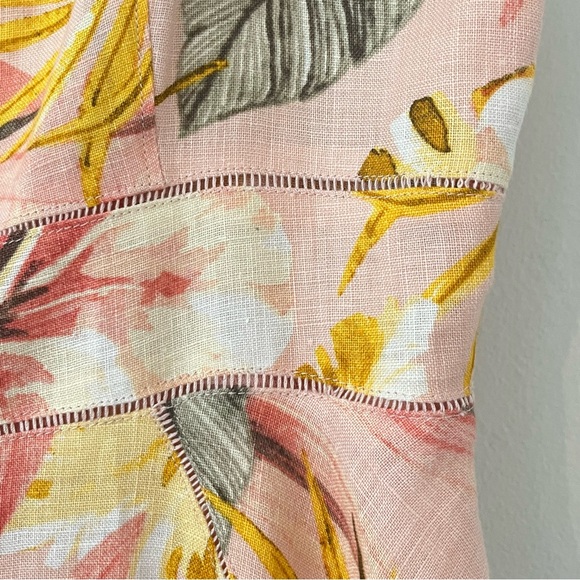 Joie 100% Linen Phara Floral Handkerchief Hem spaghetti Strap Dress Sz 6 (hh) - Picture 7 of 16